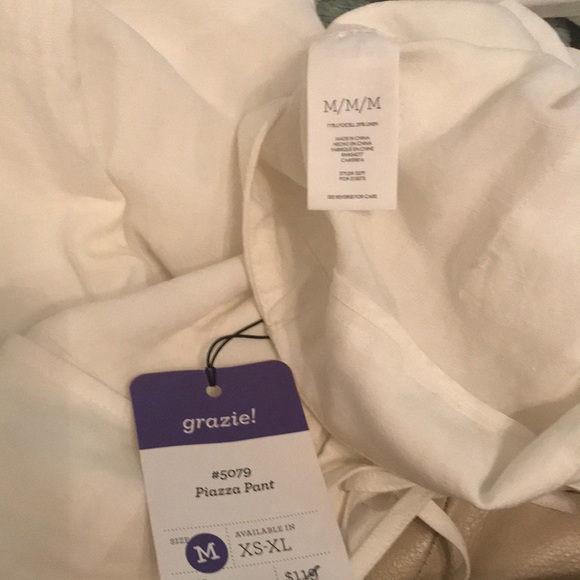 Cabi White Linen Piazza Pant #5079 (M) - Picture 7 of 8